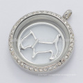 Cute 22mm round silver alloy love dog window plates jewelry for floating memory lockets